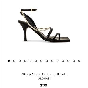 Black Alohas Leather Sandals with Gold Chain